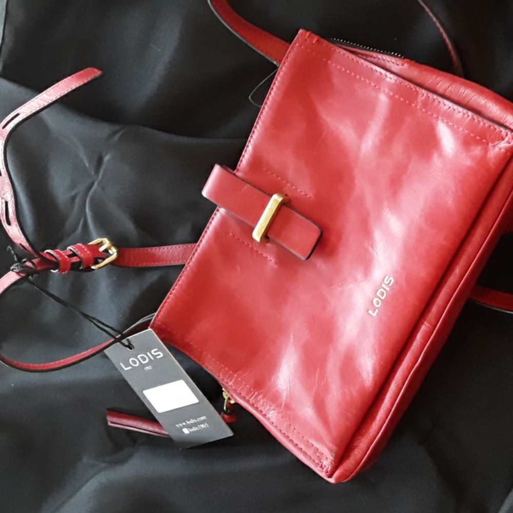 lidis red leather crossbody shoulder bag new with tags